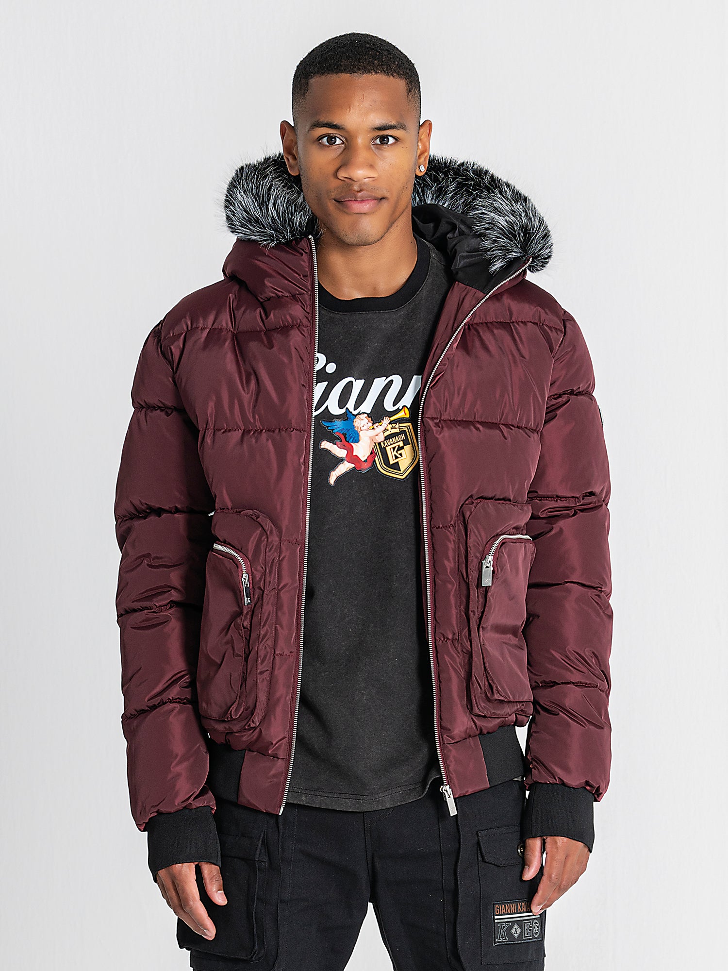 puffers / Burgundy Utility Puffer Jacket