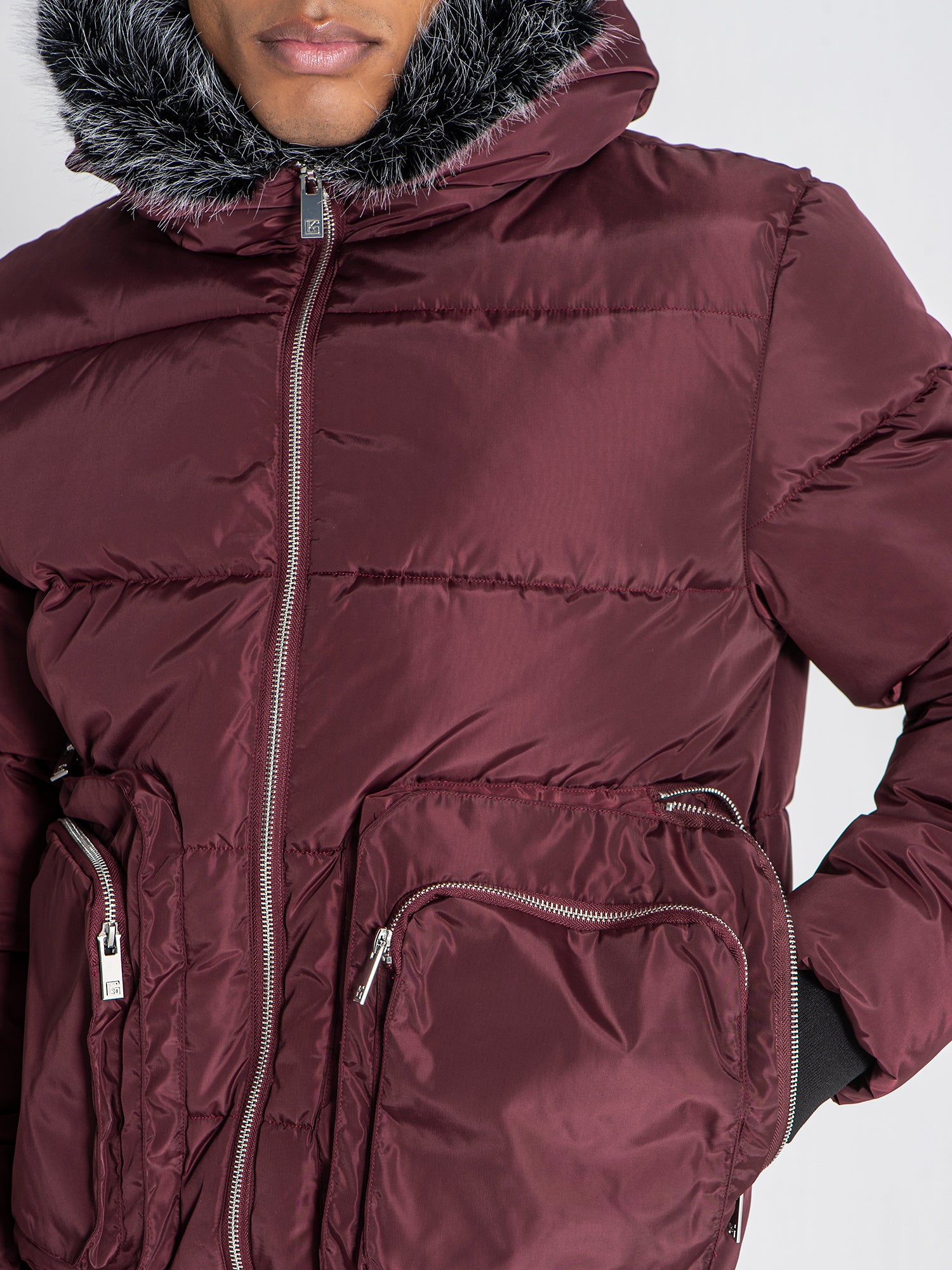 puffers / Burgundy Utility Puffer Jacket