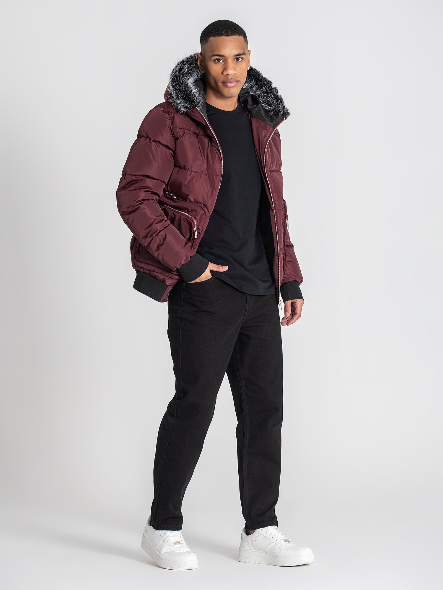puffers / Burgundy Utility Puffer Jacket