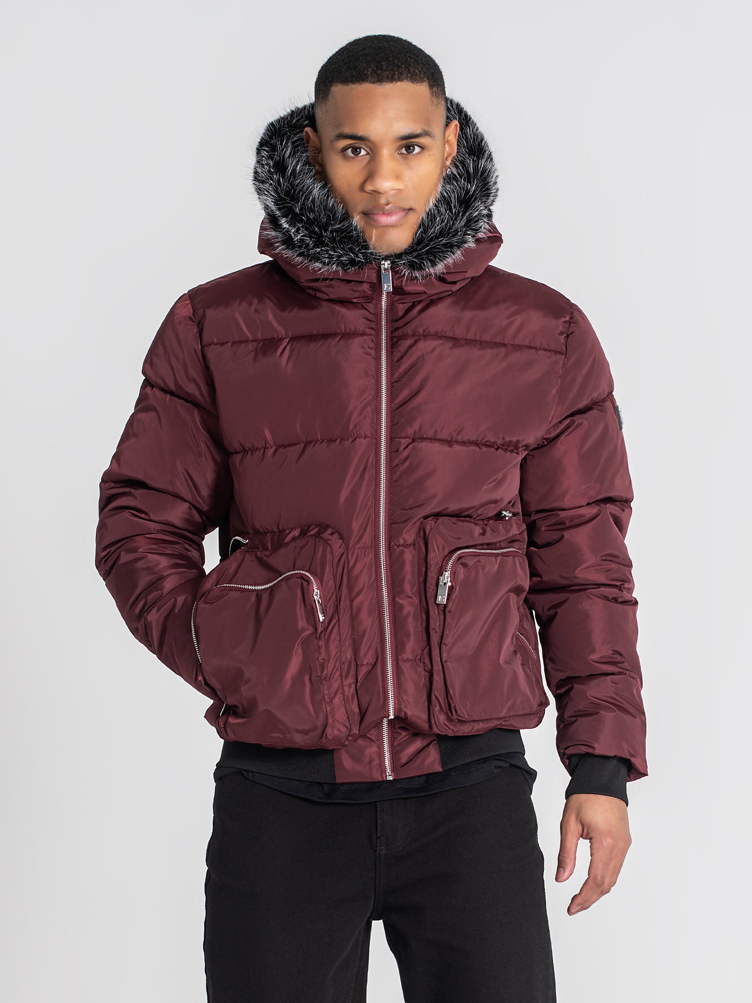 puffers / Burgundy Utility Puffer Jacket