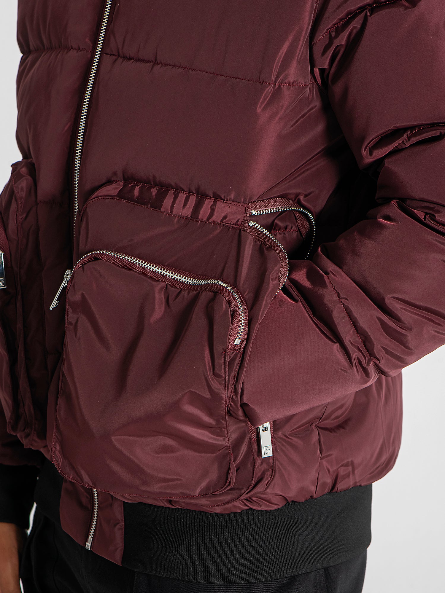 puffers / Burgundy Utility Puffer Jacket