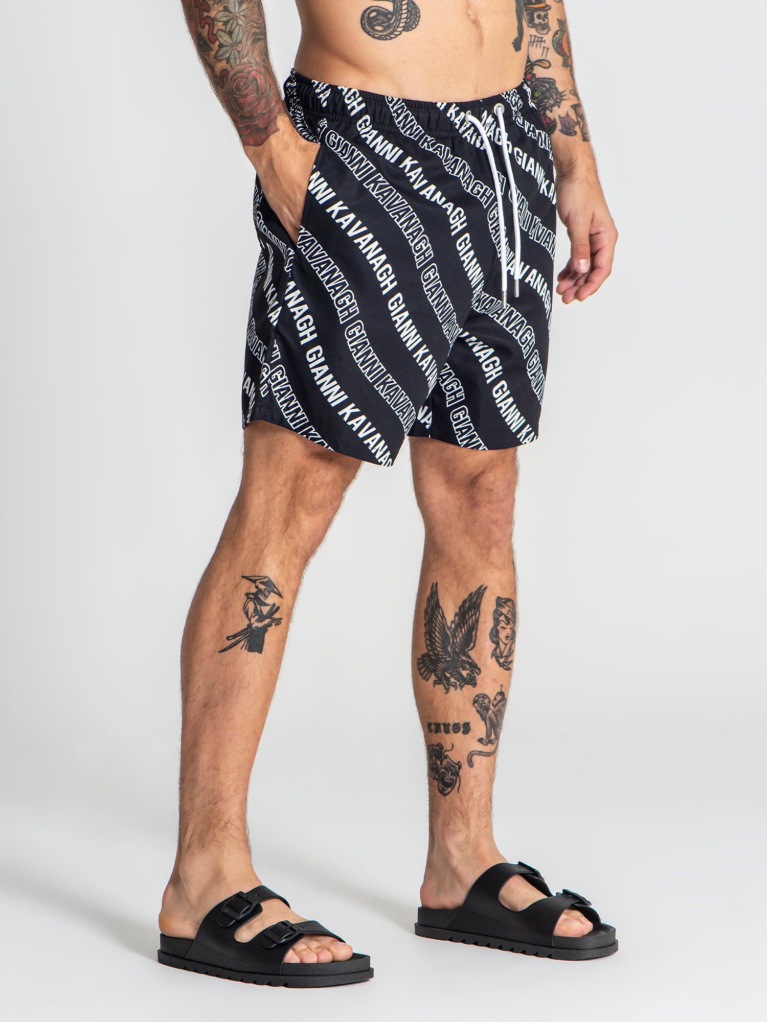 Black Wavy Swimshorts