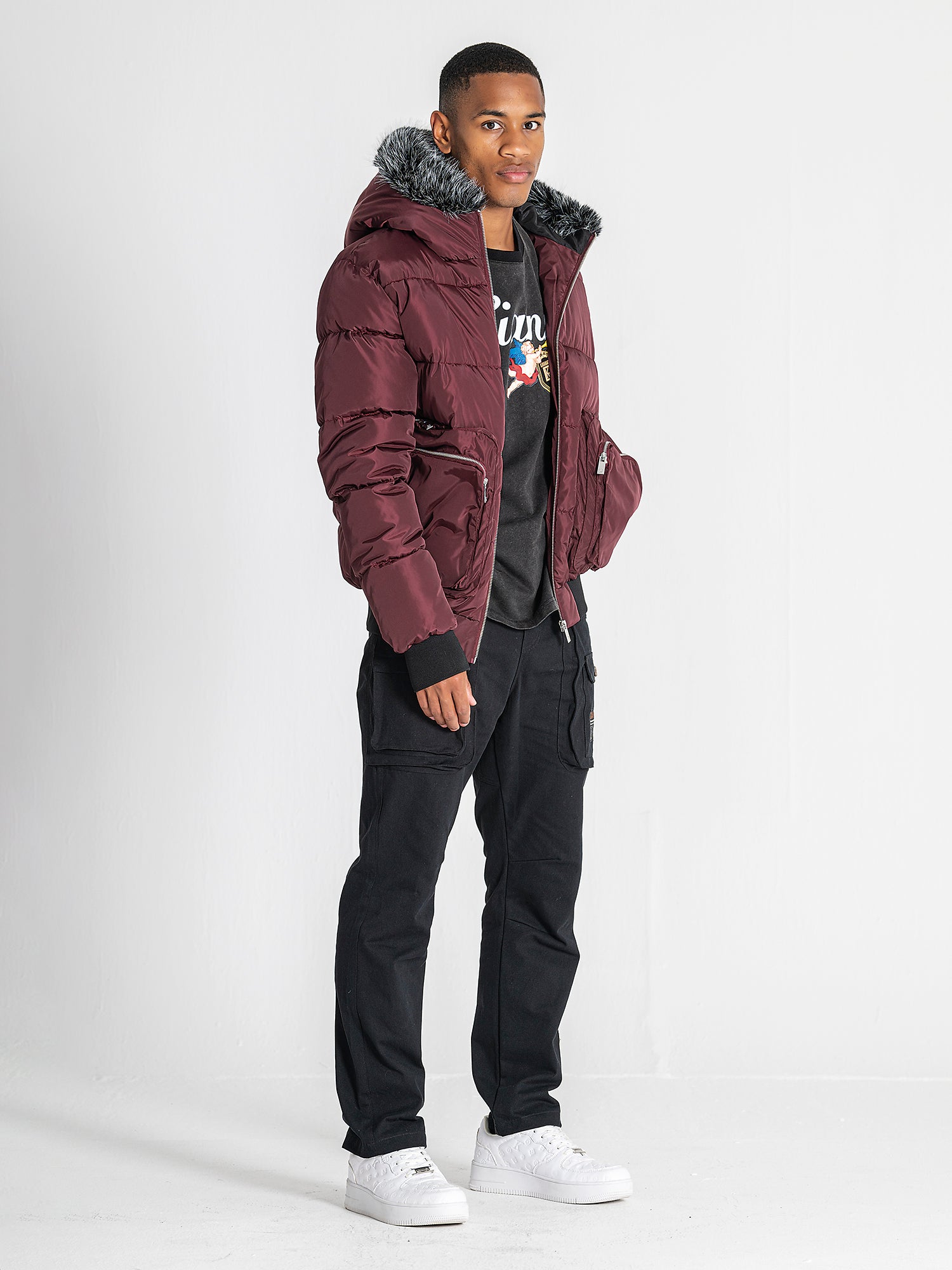 puffers / Burgundy Utility Puffer Jacket