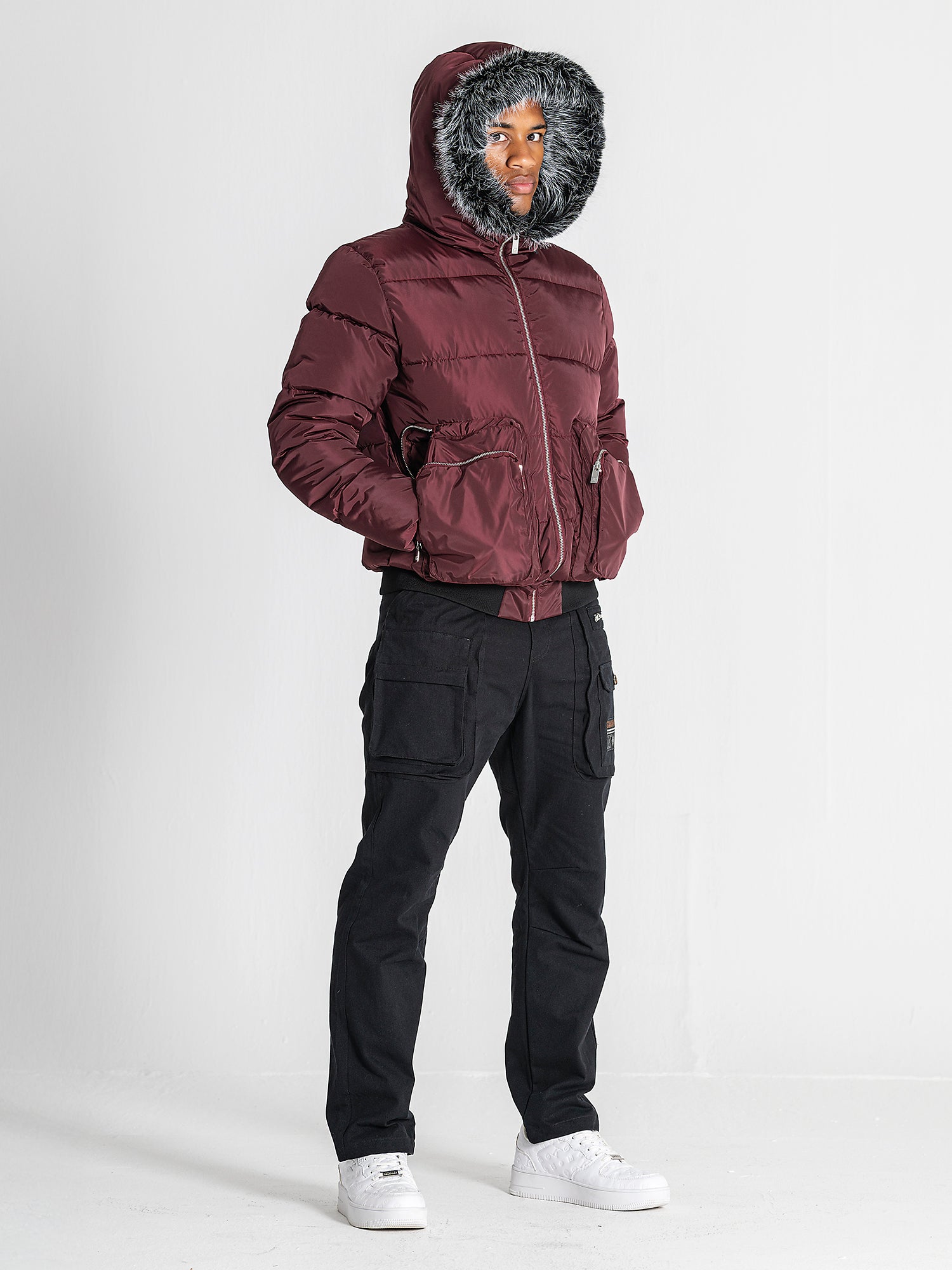 puffers / Burgundy Utility Puffer Jacket