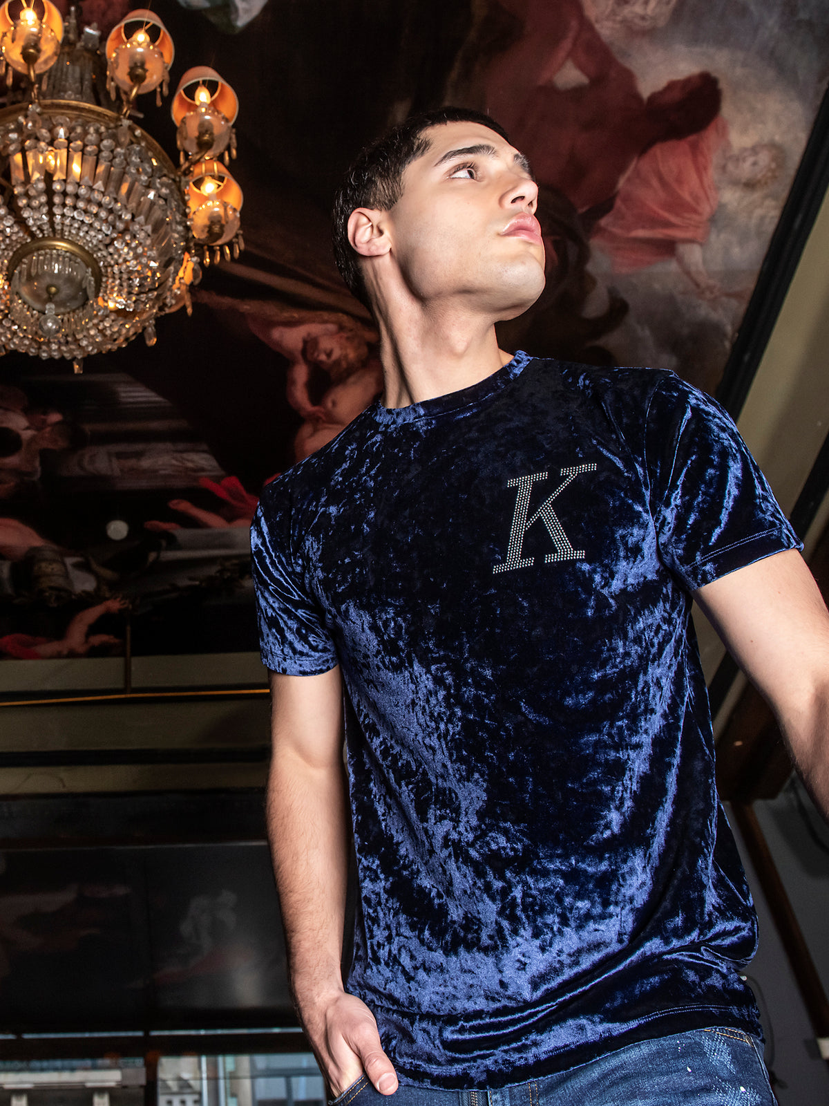 Dark Blue K Velvet Tee