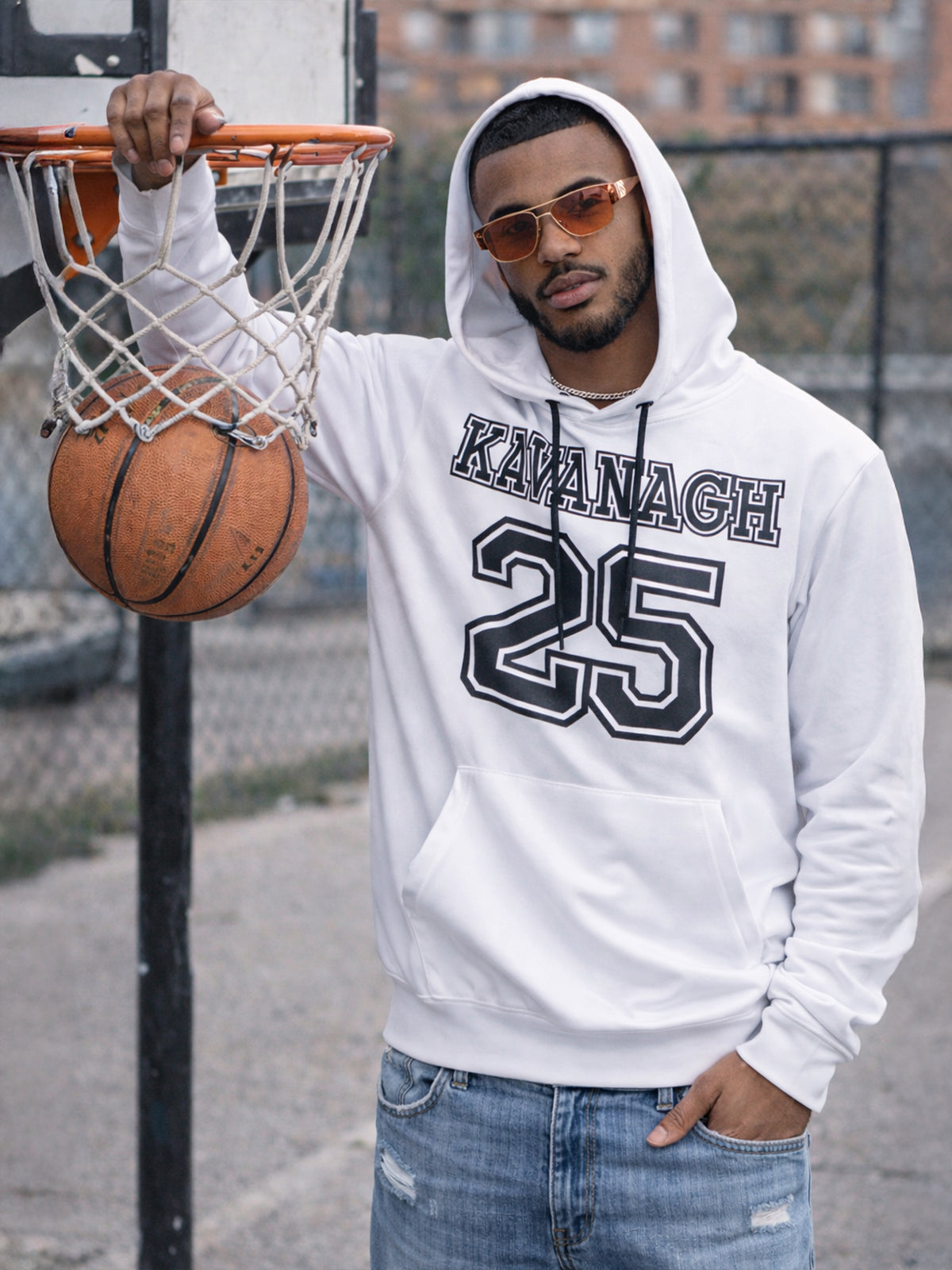 Camisola com Capuz Oversize Branca The League