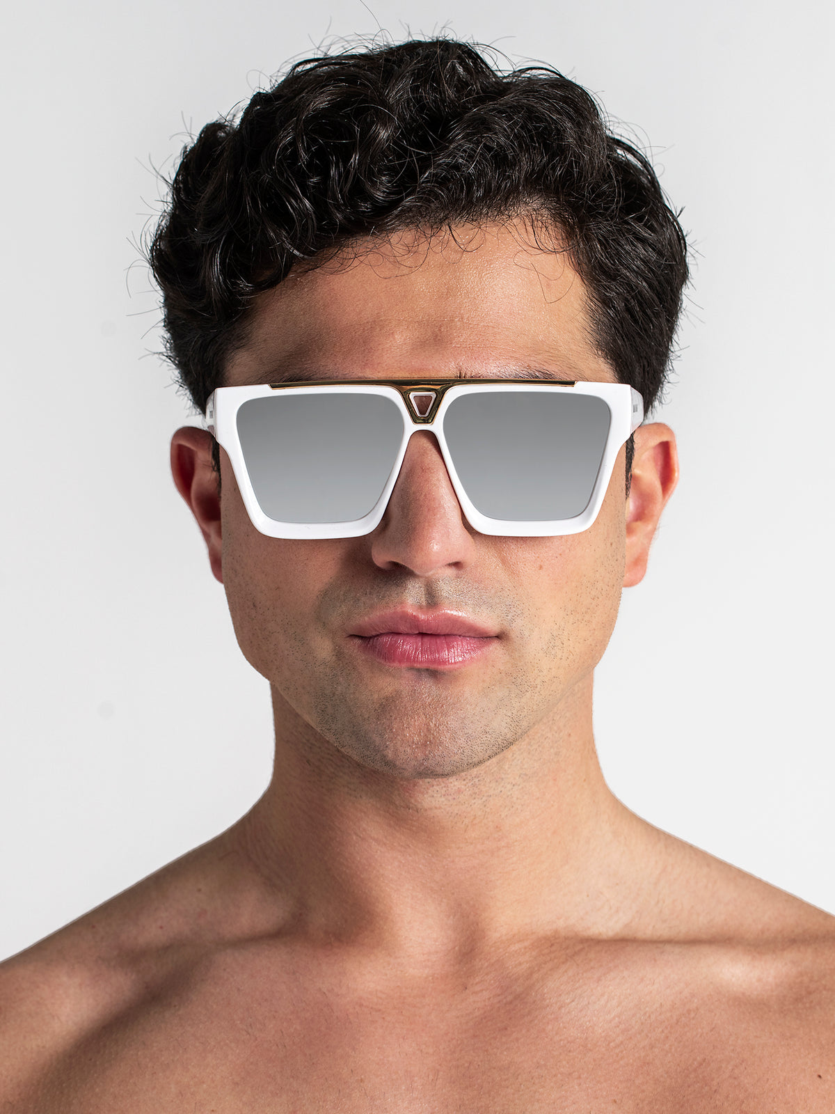 White Rise Block Sunglasses