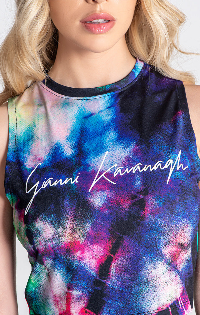 Top Curto Efeito Degradado Multicolor