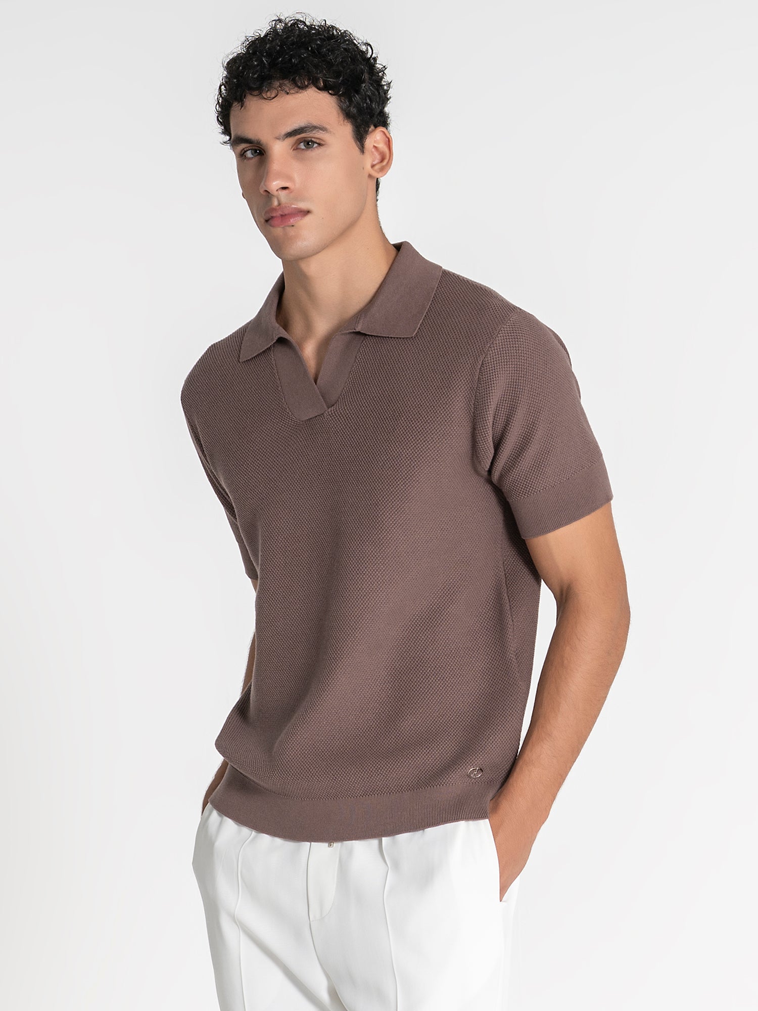 Brown Essential Knit Polo