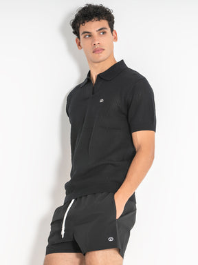 polos / Black Mesh Knit Polo