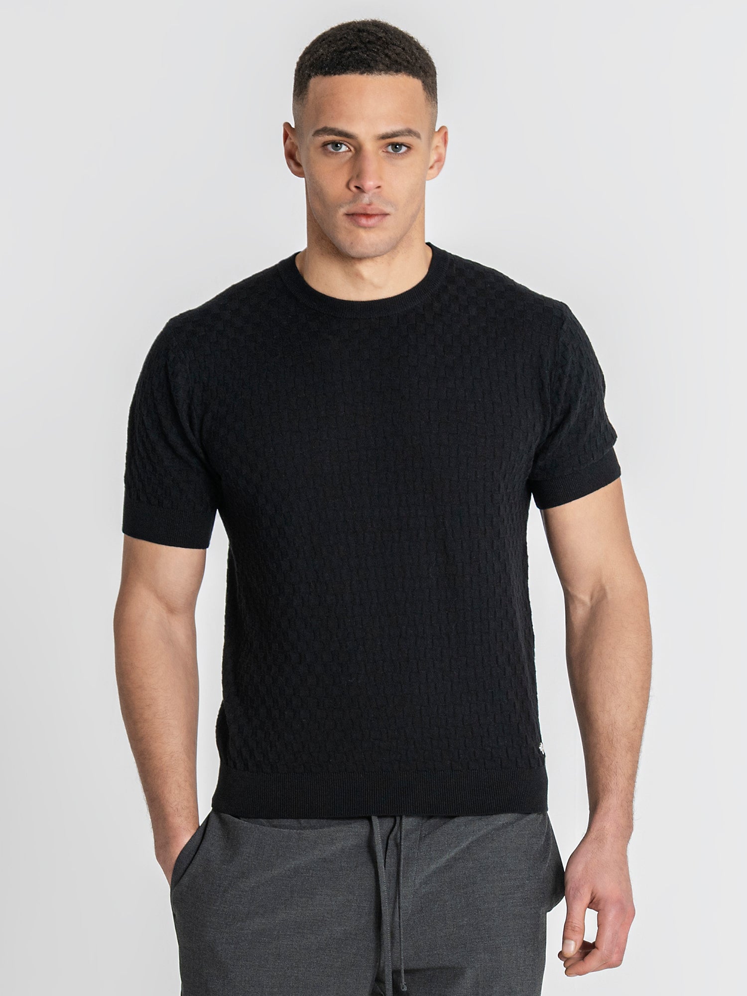 Black Squared Knit Tee