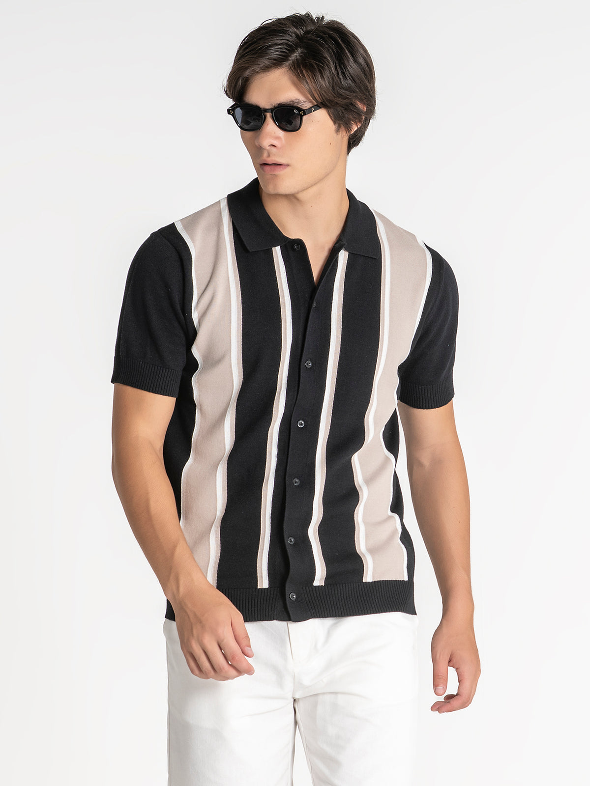 shirts / Black Retro Knit Shirt