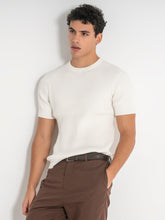 t-shirts / White Ribbed Knit Tee