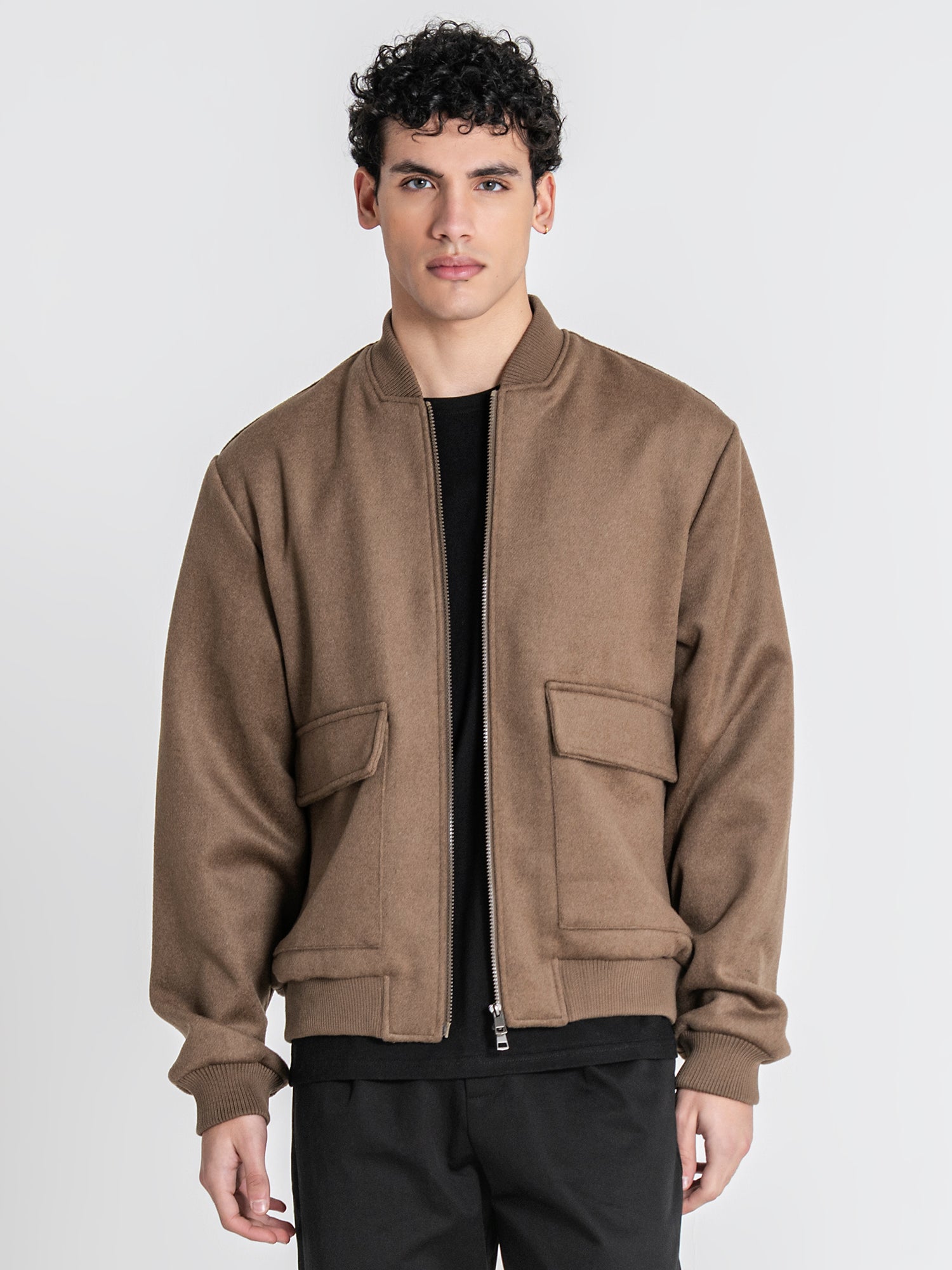 Taupe Soft Core Bomber Jacket