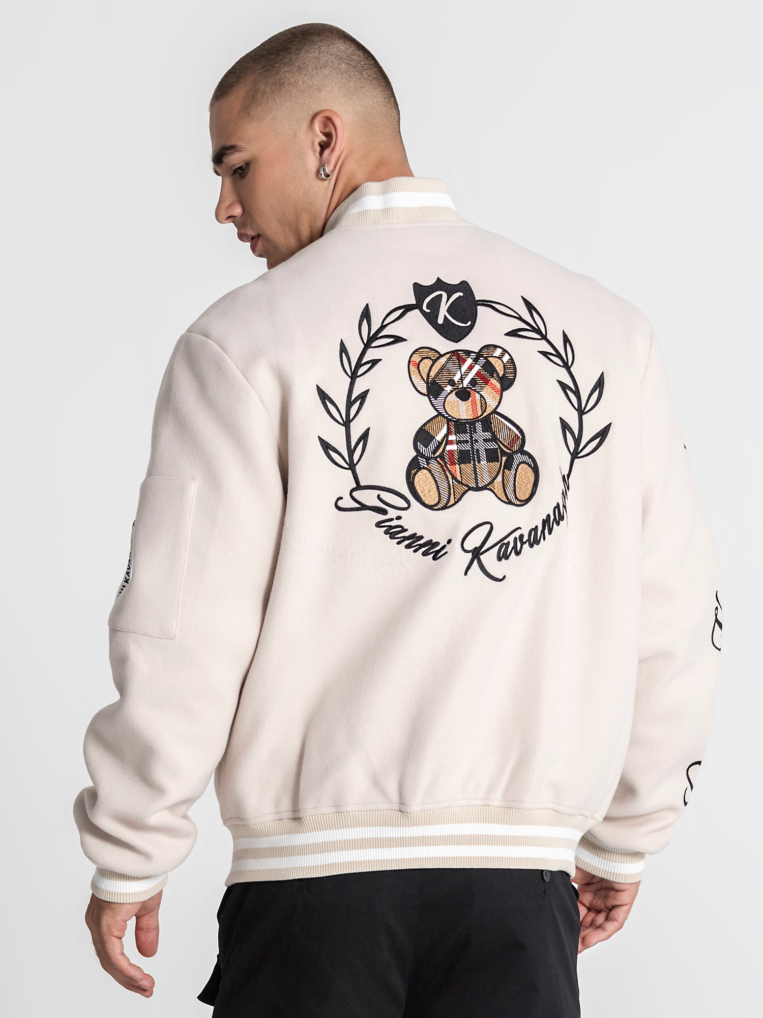 Beige Noble Bear Bomber Jacket