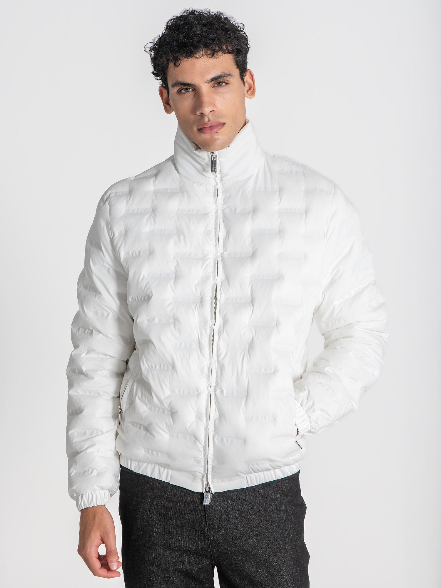 White Code Puffer Jacket