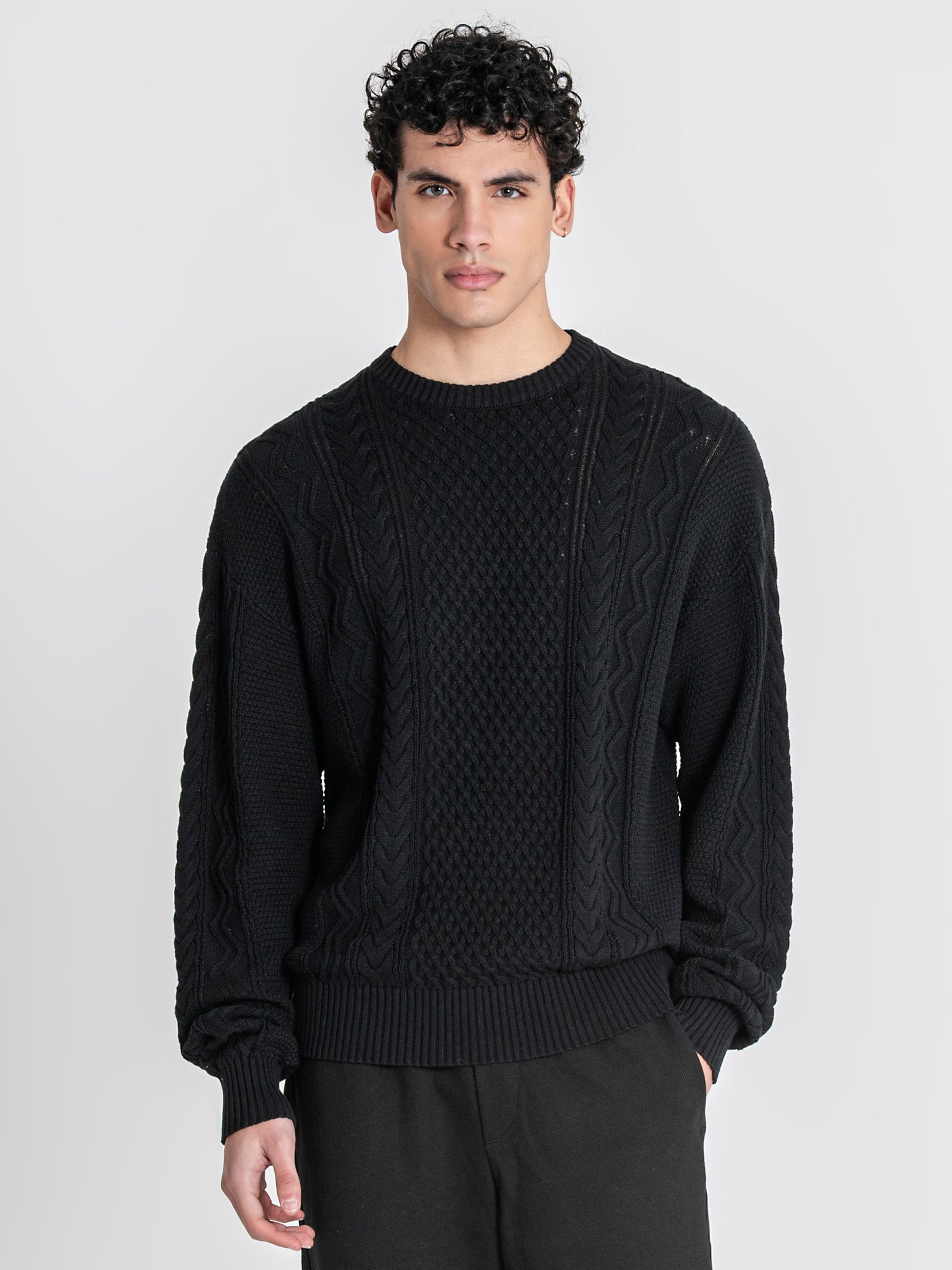 Black Cable Knit Sweater