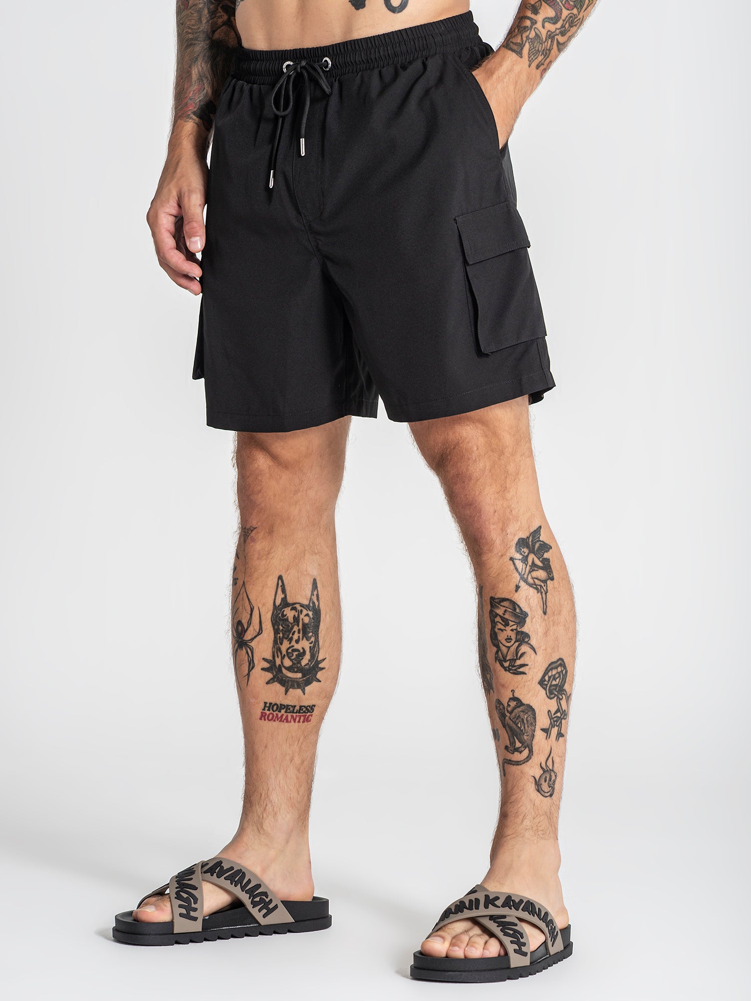 Black Cargo Swimshorts