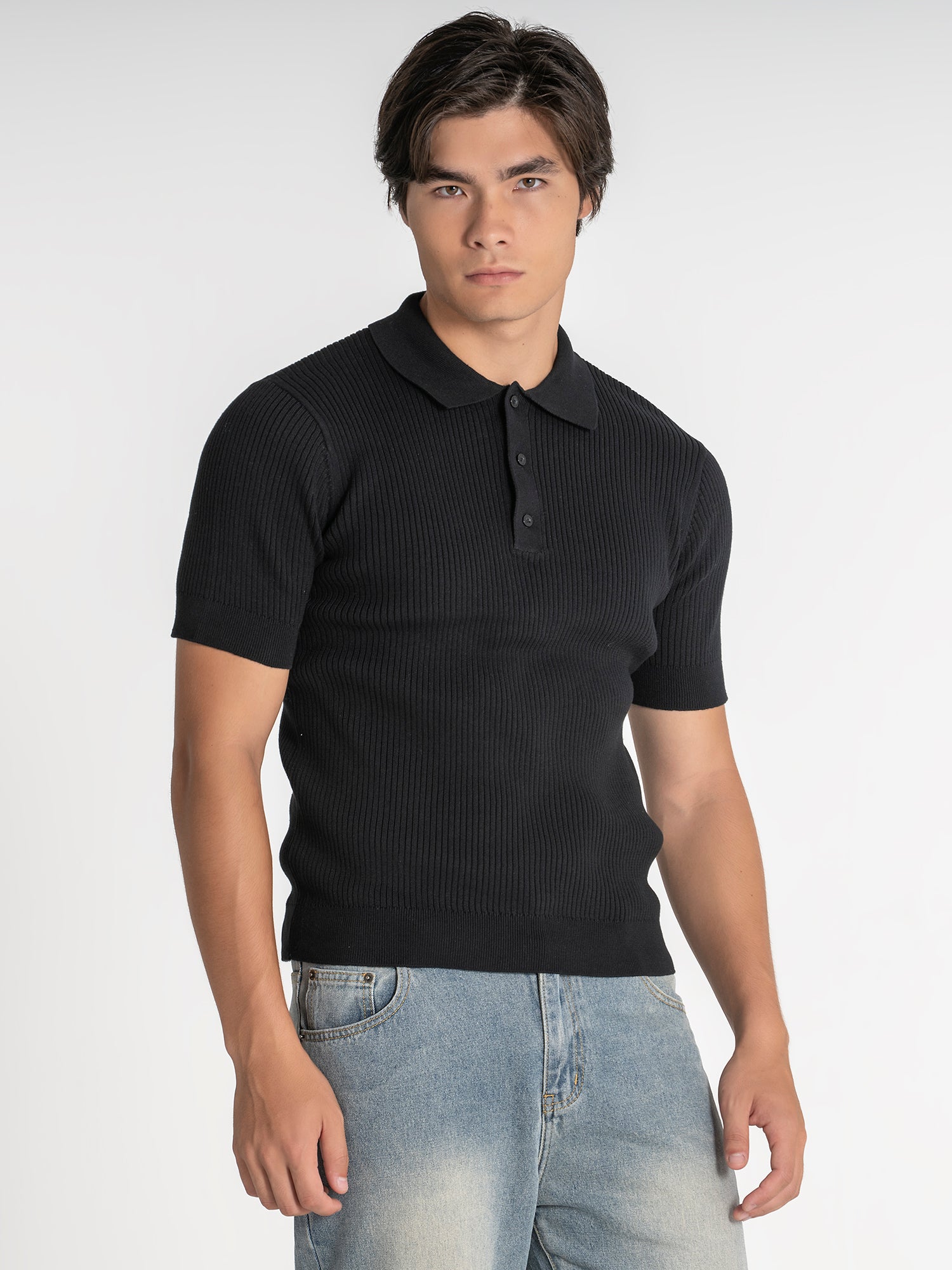 Black Essential Knit Polo