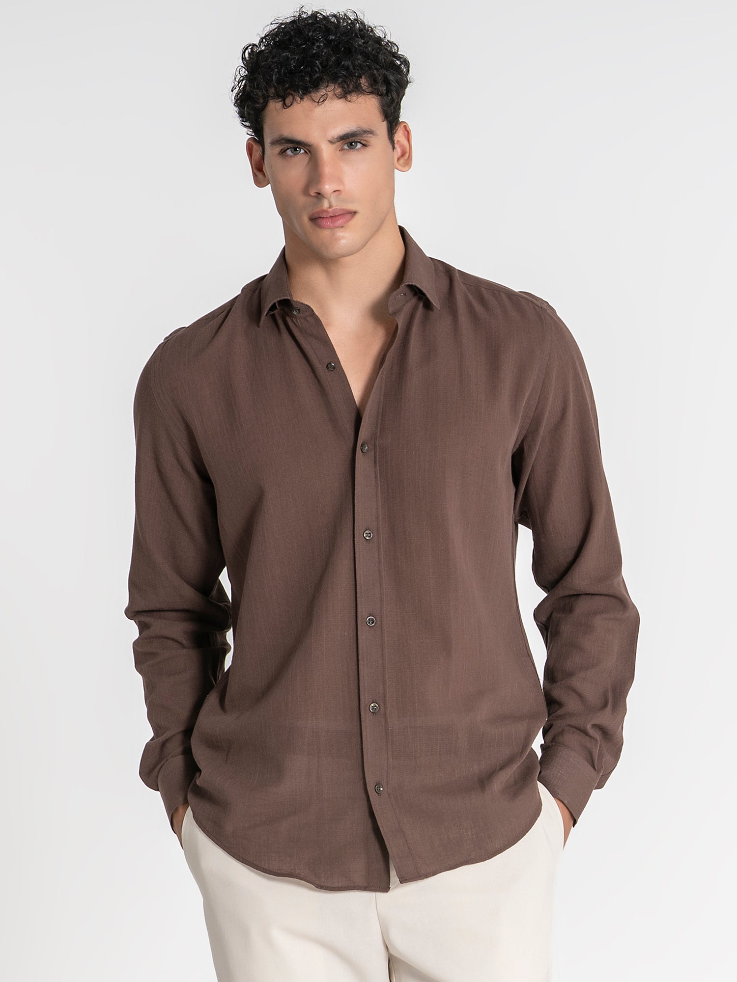 Brown Flax Linen Shirt