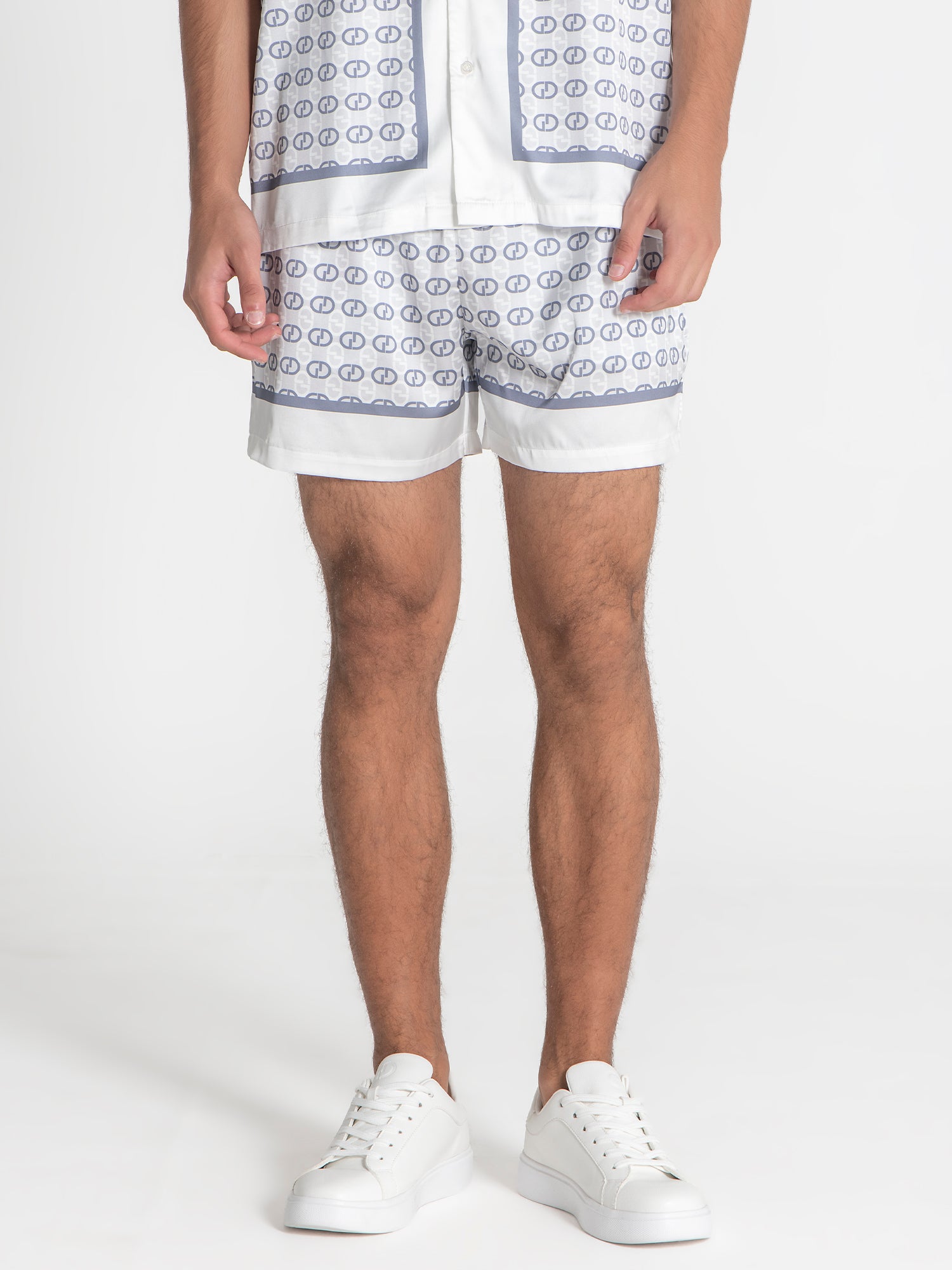 White GG Mania Satin Shorts