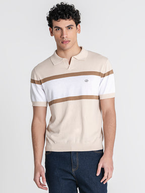 polos / Beige Block Knit Polo