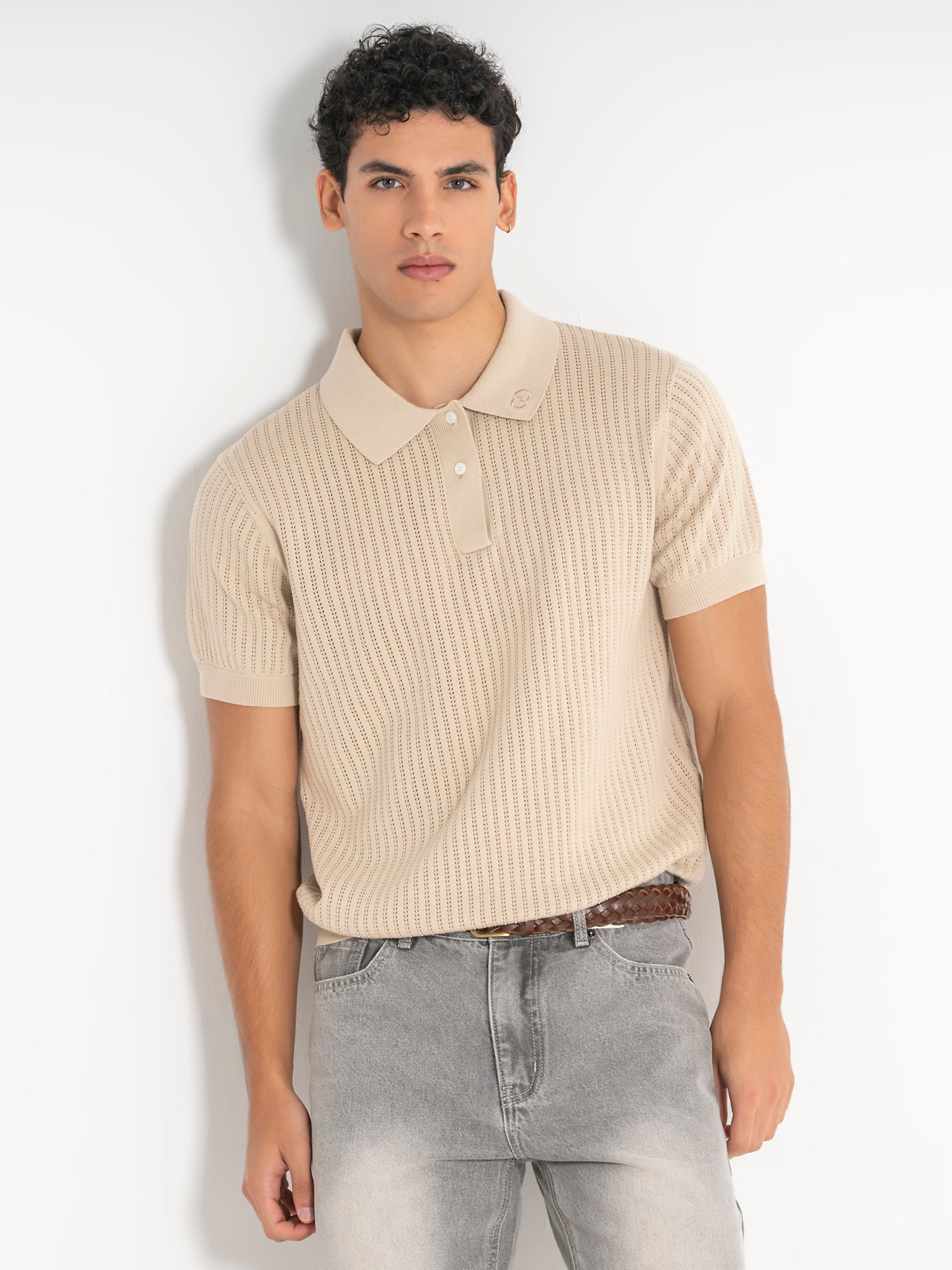 polos / Taupe Sense Knit Polo