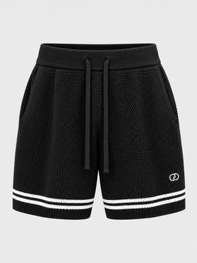shorts / Black Baseball Knit Shorts