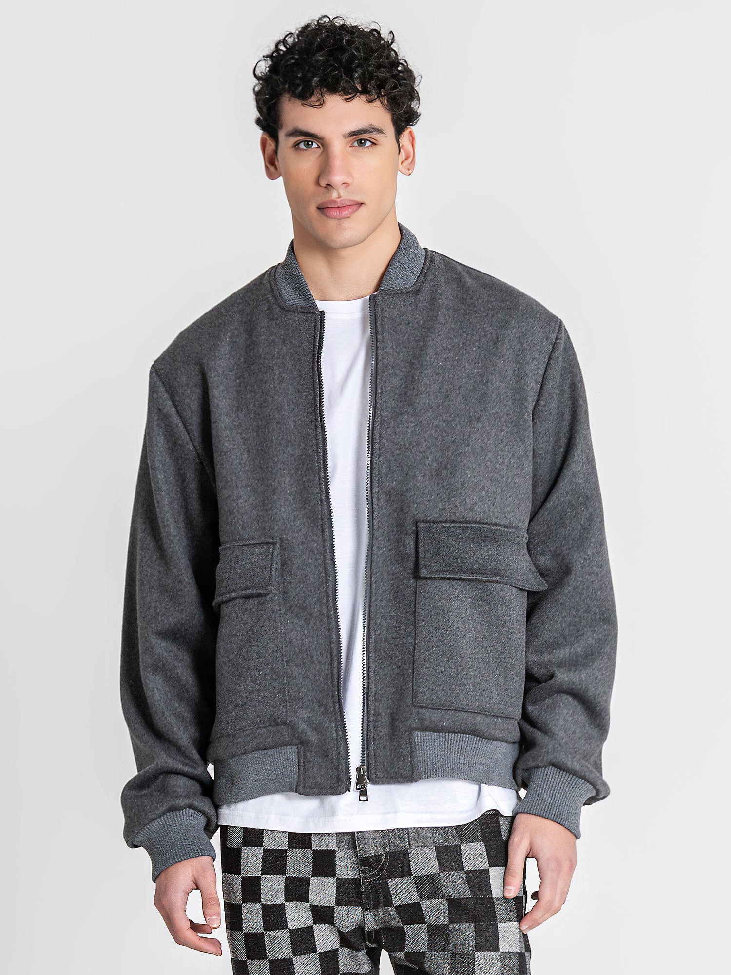 Grey Soft Core Bomber Jacket