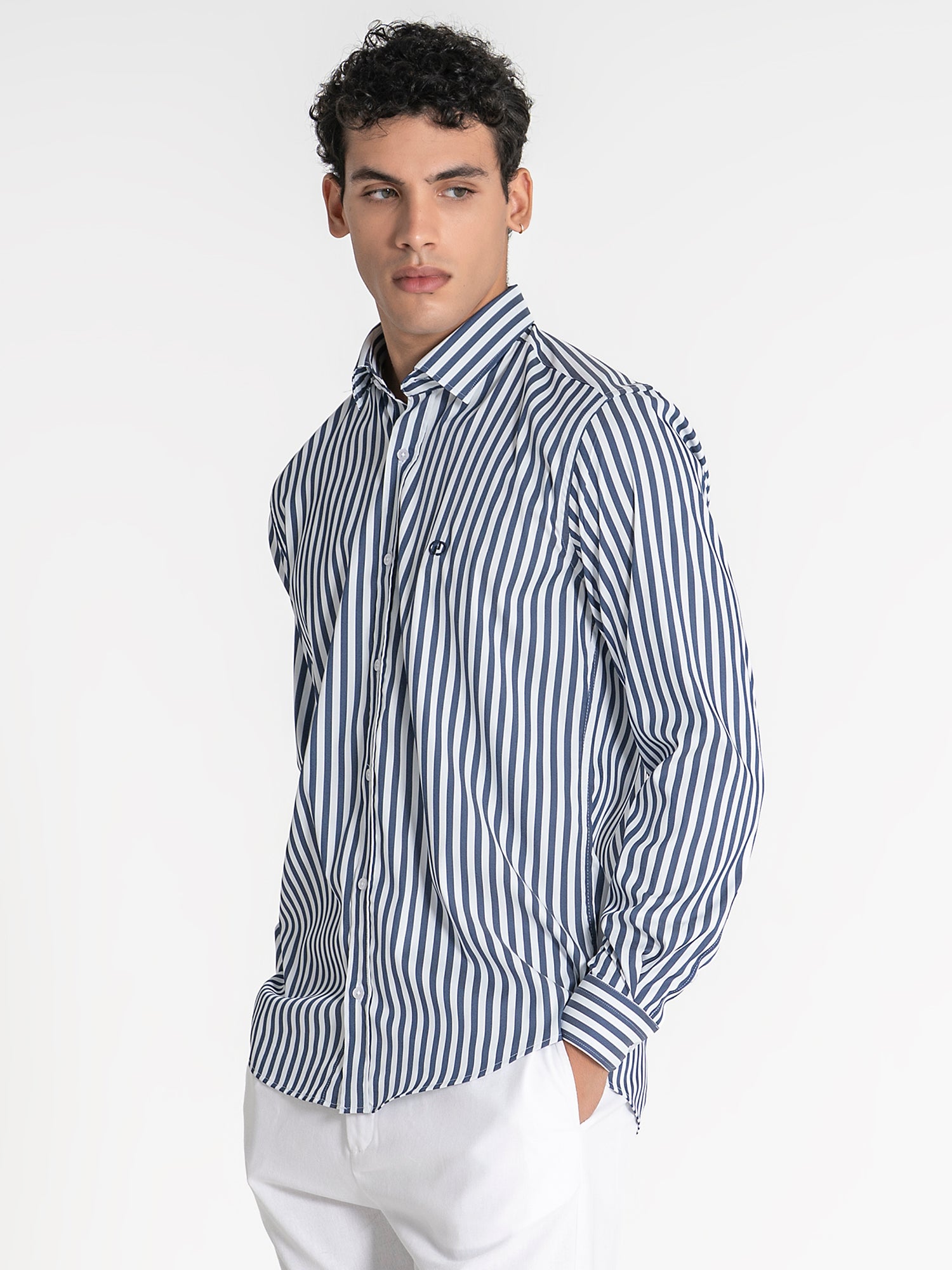 shirts / Navy Blue Striped Shirt