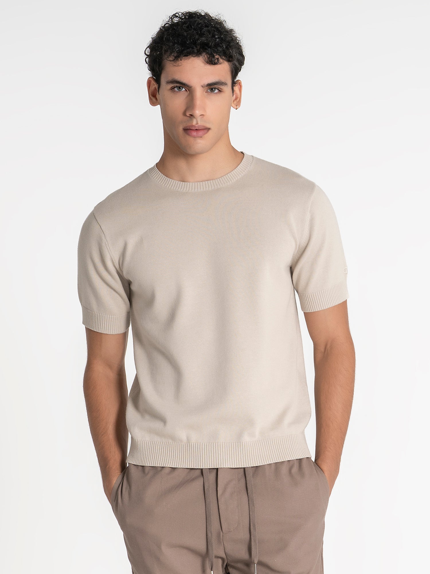 Beige Essential Knit Tee