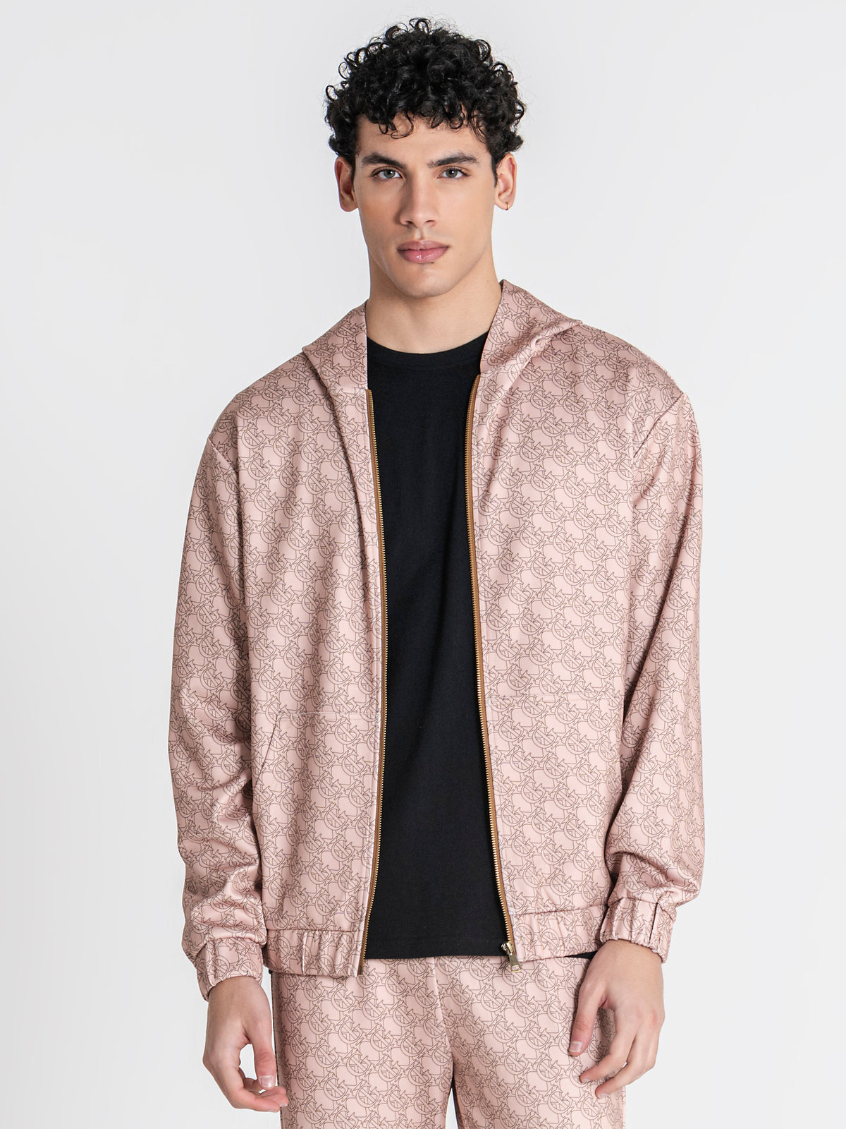 zip jackets / Beige GK Tape Hoodie Jacket