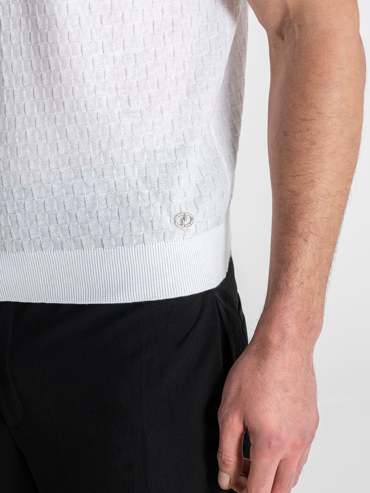 t-shirts / White Squared Knit Tee