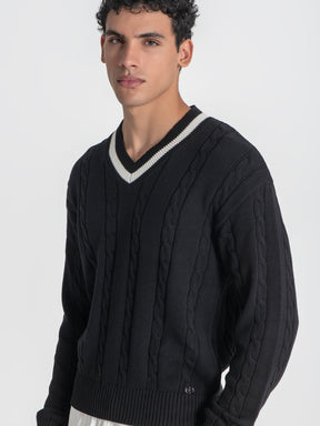 sweats / Black Cable Sweater
