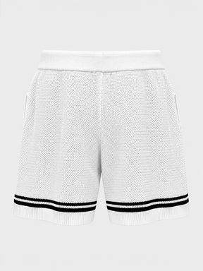 shorts / White Baseball Knit Shorts