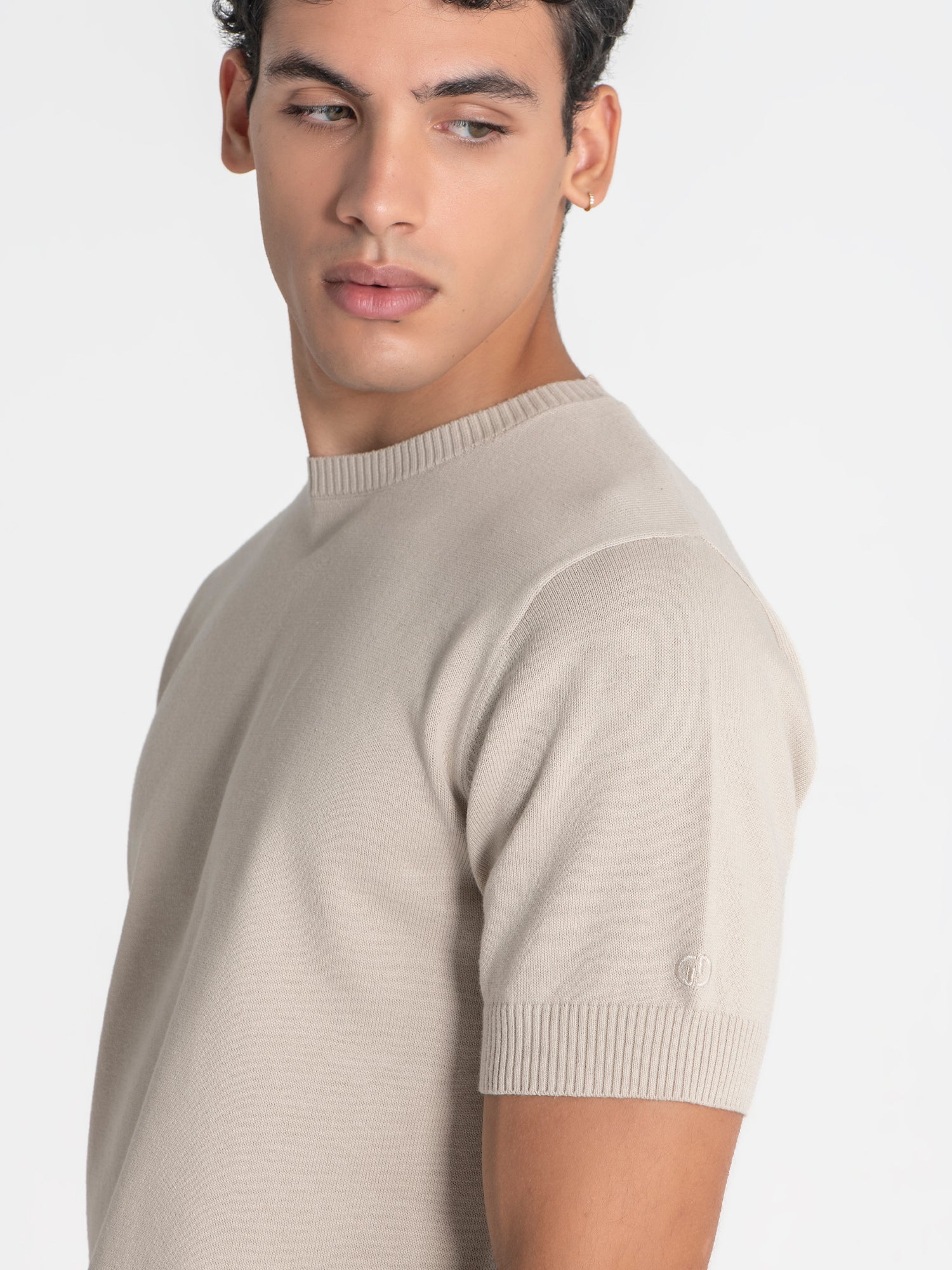 t-shirts / Beige Essential Knit Tee