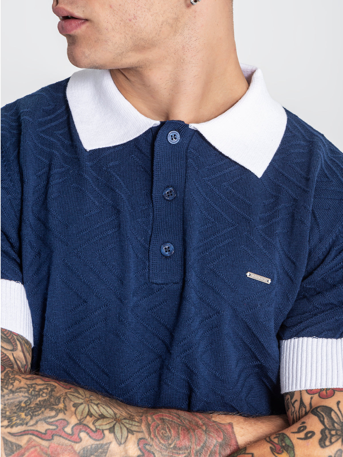 polos / Navy Blue Edge Knit Polo
