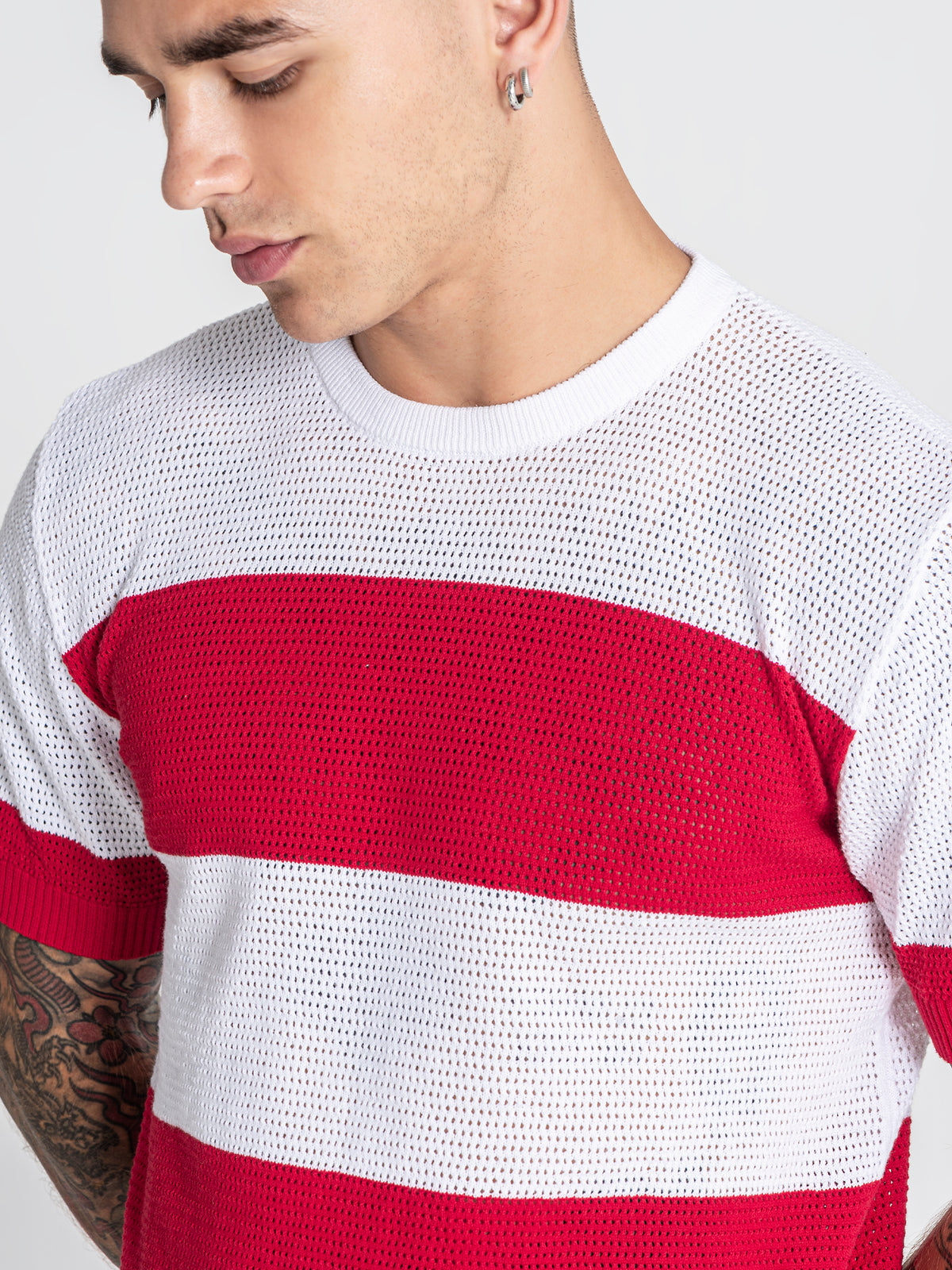 t-shirts / Red Striped Knit Tee