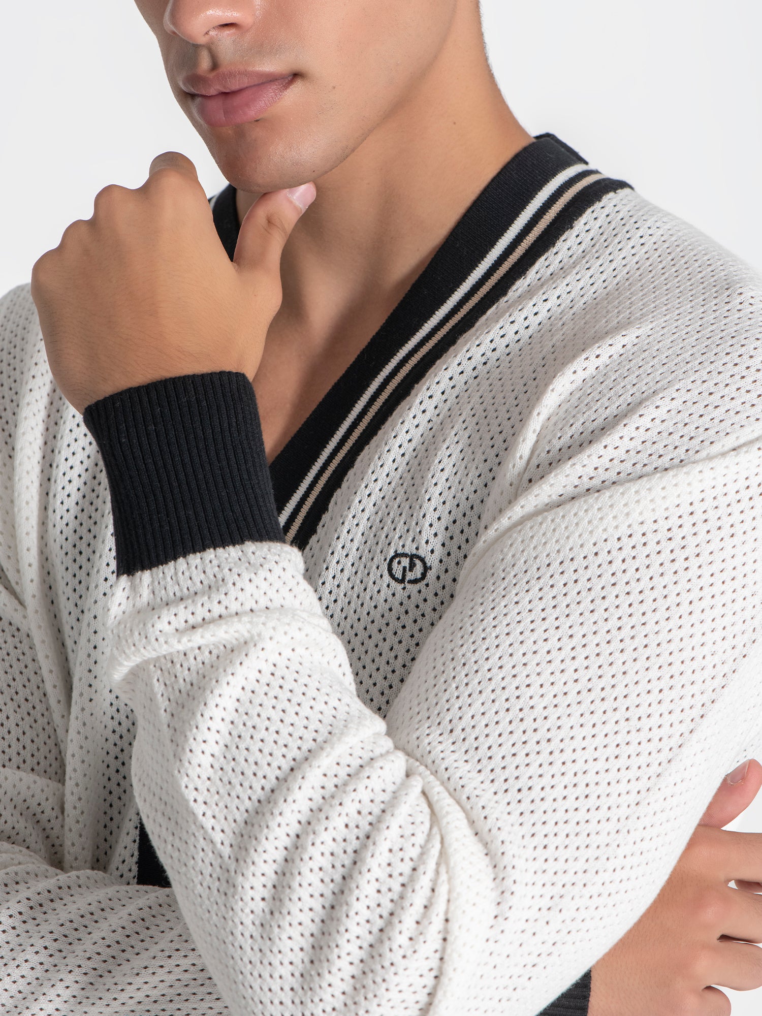 jackets / Beige Striped Knit Cardigan