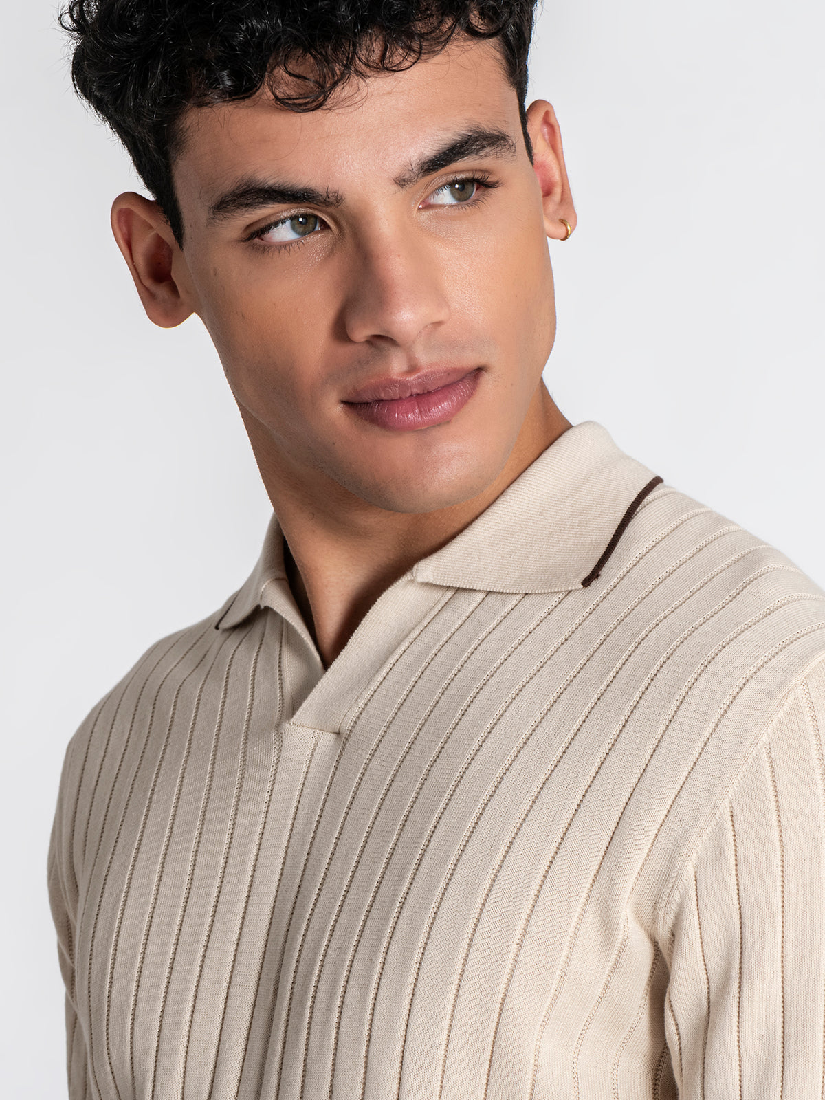 polos / Beige GG Knit "V" Polo