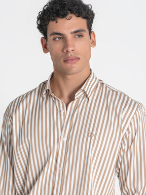 shirts / Beige Striped Shirt