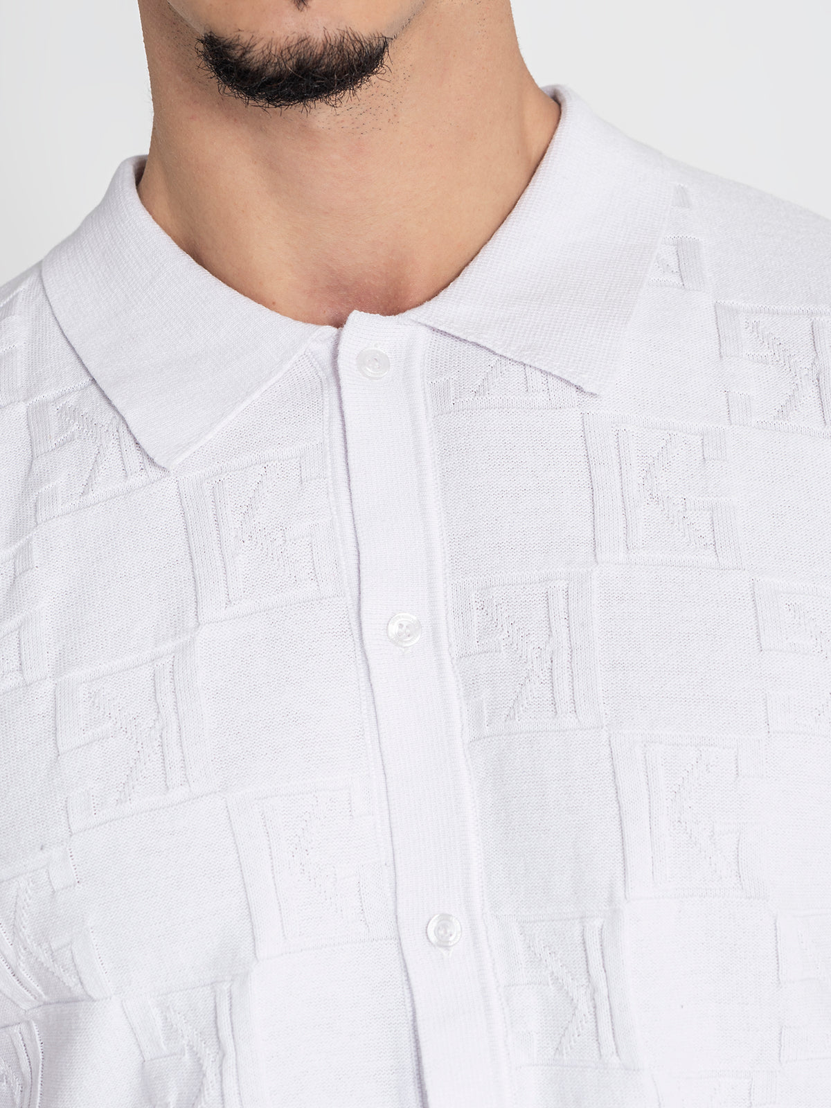 shirts / White Clone Knit Shirt