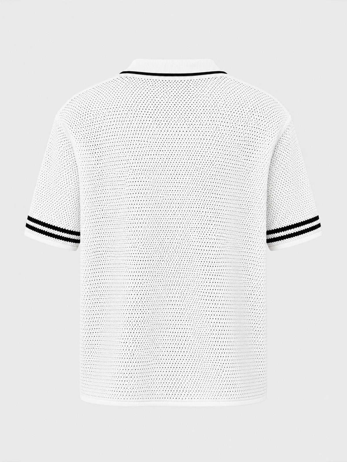 shirts / White Baseball Knit Shirt