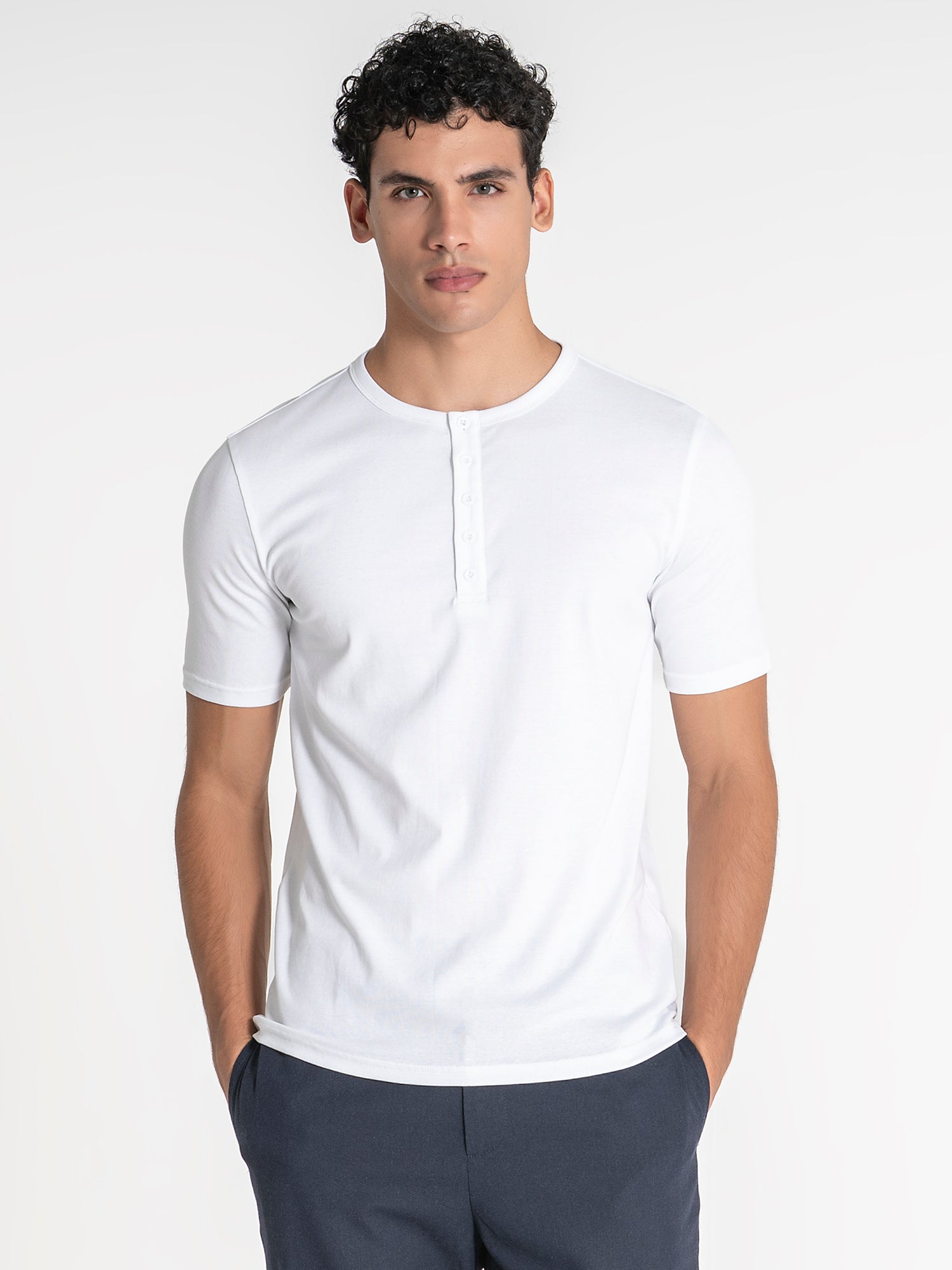 t-shirts / White Button Henley Tee