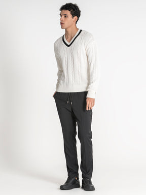 sweats / White Cable Sweater