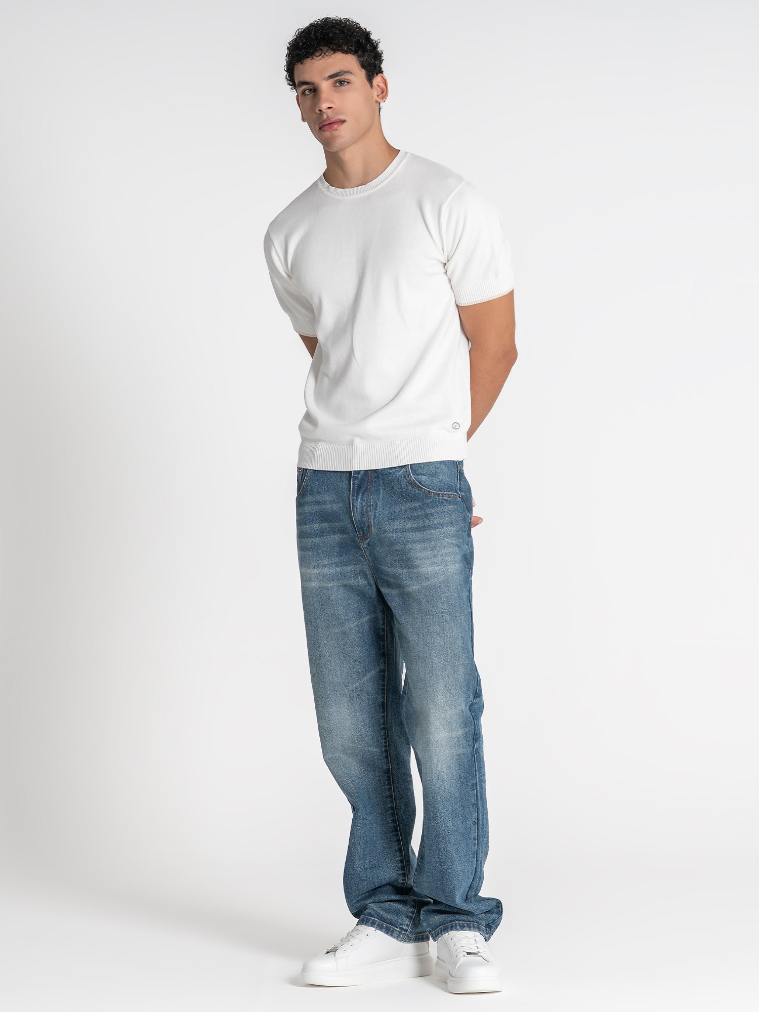 t-shirts / White Edge Knit Tee