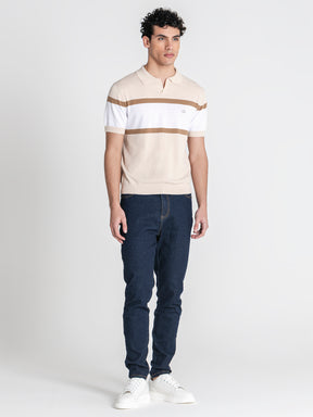 polos / Beige Block Knit Polo