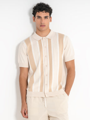 shirts / Beige Retro Knit Shirt