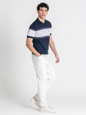 polos / Navy Blue Block Knit Polo