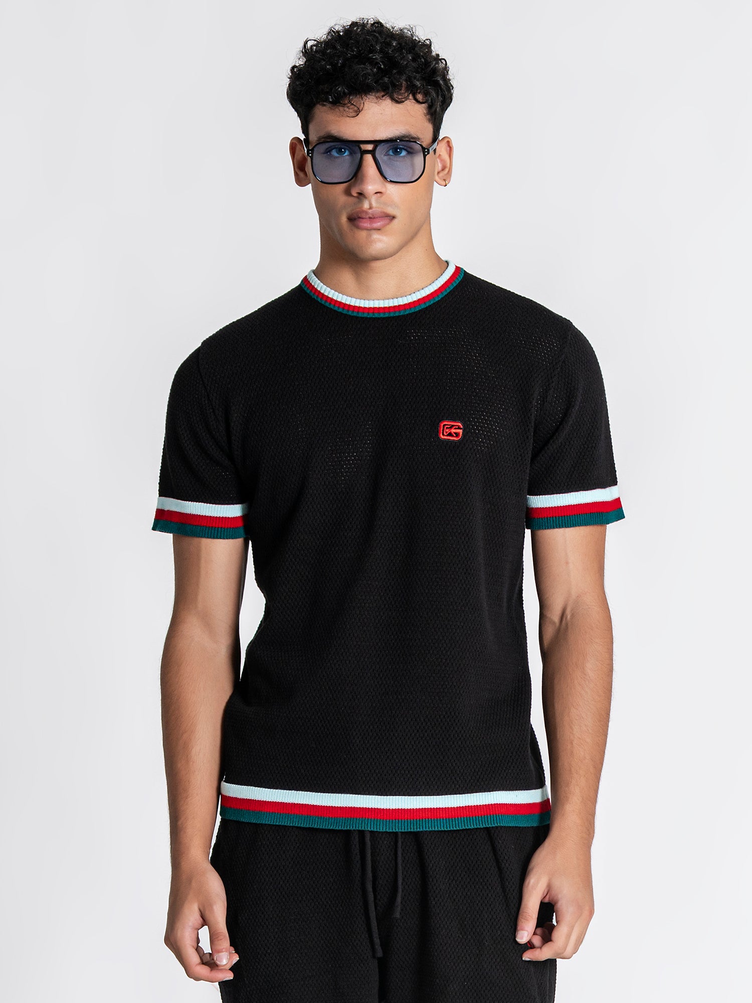 t-shirts / Black Striped GK Knit Set